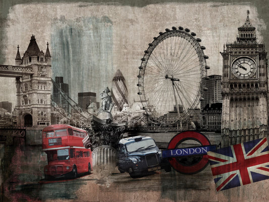 Digitaldruck Skyline London Grau Beige ML3401