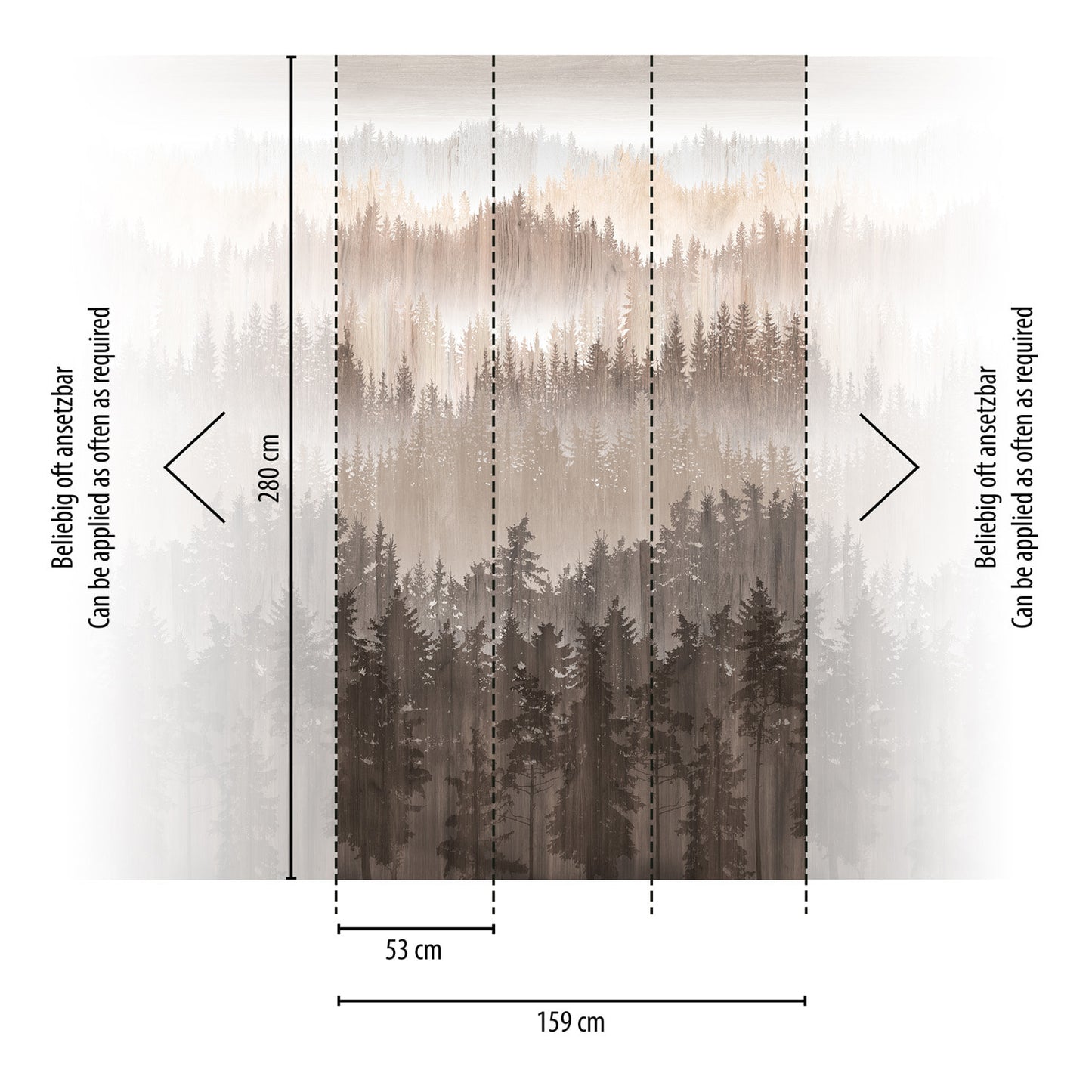A.S. Creation Fototapete Braun Beige Abstrakt Wald Nebel 39181-2