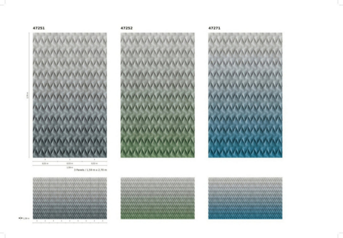 Fototapete Vlies 3D Wellen Grafisch Grau Grün 47252