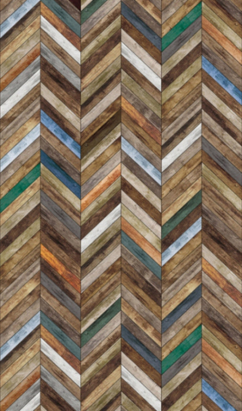 Fototapete Vlies Holz Zick-Zack-Muster Braun Blau 47245
