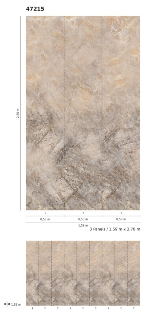 Fototapete Vlies Marmor Stein-Optik Grau Beige 47215