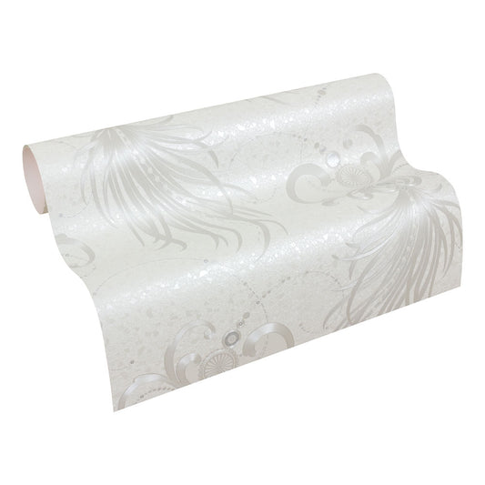 Glööckler Tapete Vlies Federn Weiss Glanz 54847