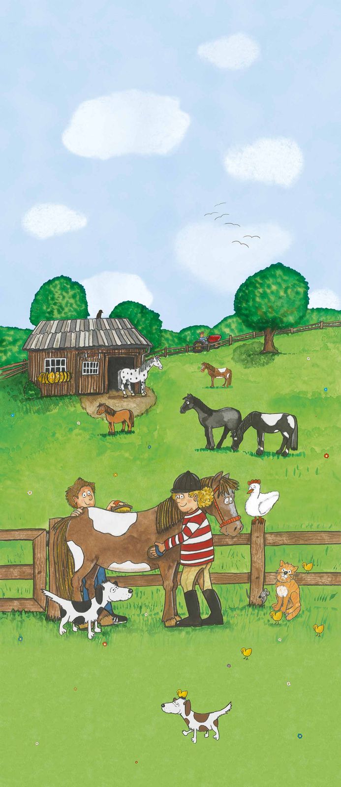 Kinder Wandbild Pferdewiese Grün Blau Jonas Kötz 46501