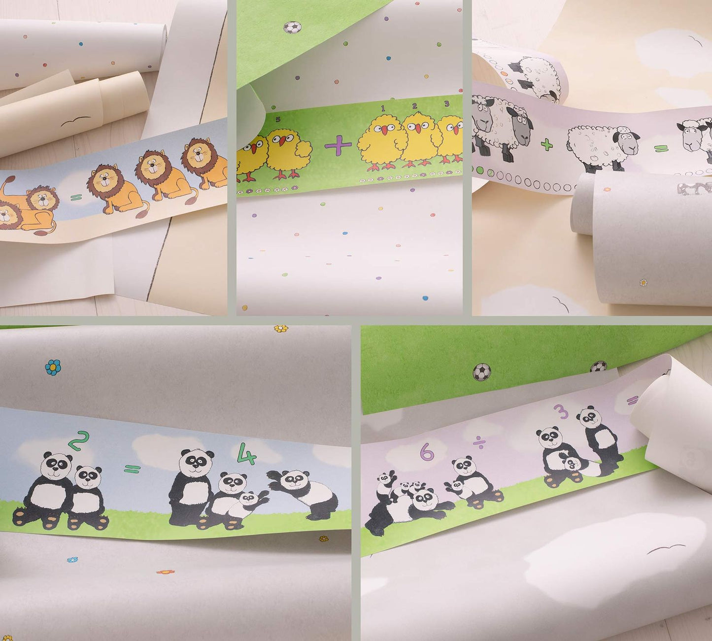 Kinderbordüre Panda Zahlen Blau Grün Jonas Kötz 46517