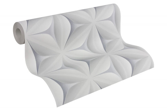A.S. Creation Tapete Vlies 3D-Optik Blumen Aquarell Blaugrau 96042-1