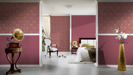 Tapete Textil Vintage Hellrot Gold Architects Paper 30662-6