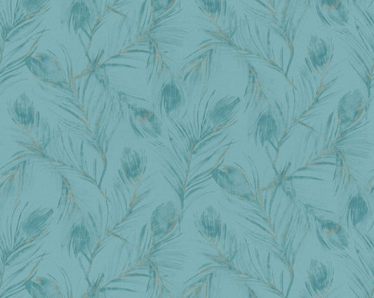 A.S. Creation Tapete Vlies 37367-3 Federn Blau Metallic Glitzer