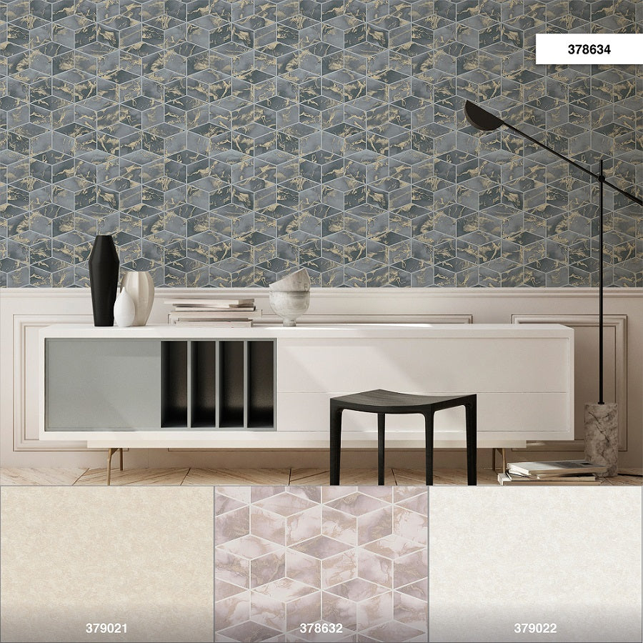 Tapete Vlies 3D Quadrate Grau Gold Metallic 37863-4