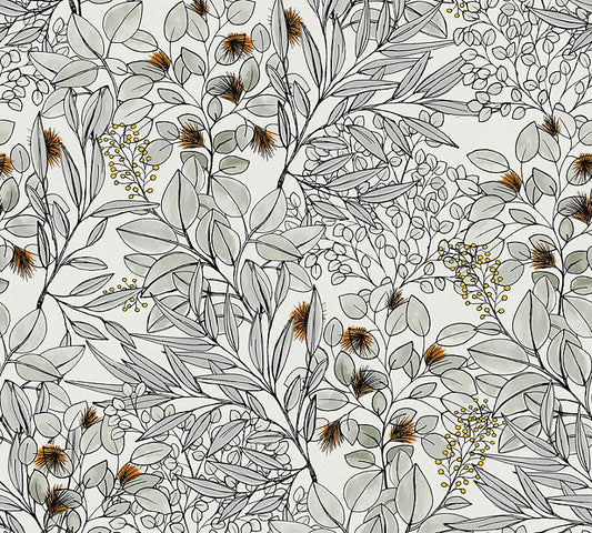 A.S. Creation Tapete Vlies Blätter-Muster Weiß Grau Orange 37534-3