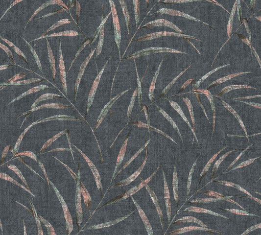 A.S. Creation Tapete Vlies Farn Blätter Anthrazit Grün 37335-5