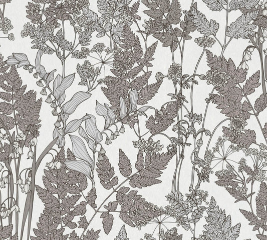 Tapete Vlies Floral Blumen Grau Weiß 37752-1