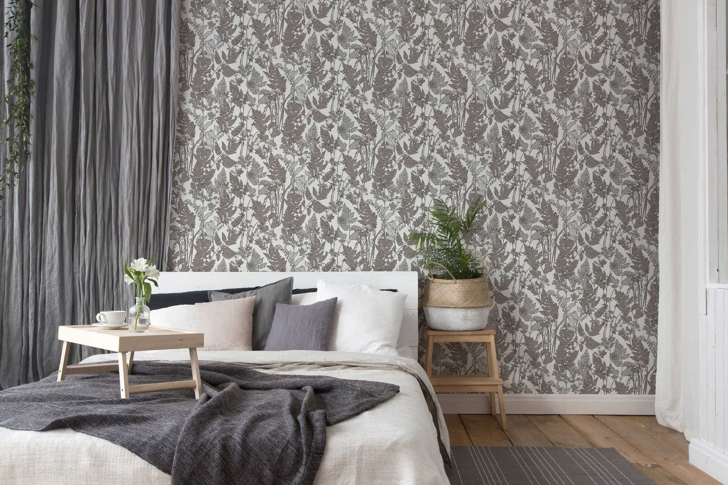 Tapete Vlies Floral Blumen Grau Weiß 37752-1