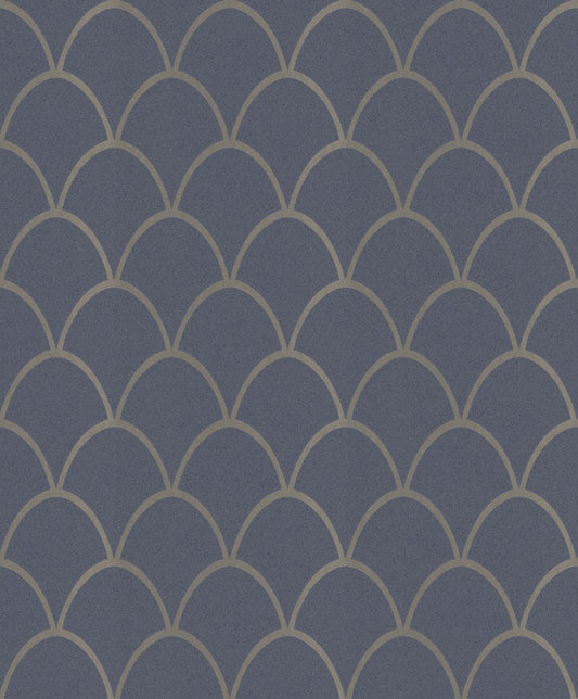 Tapete Vlies Geometrie Bögen Glitzer Blau Gold 32723
