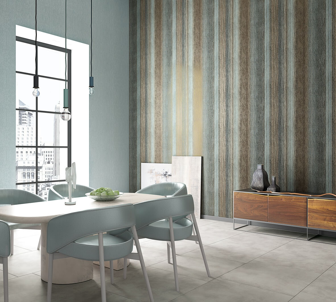 Tapete Vlies Gestreift Struktur Grau-blau 32841