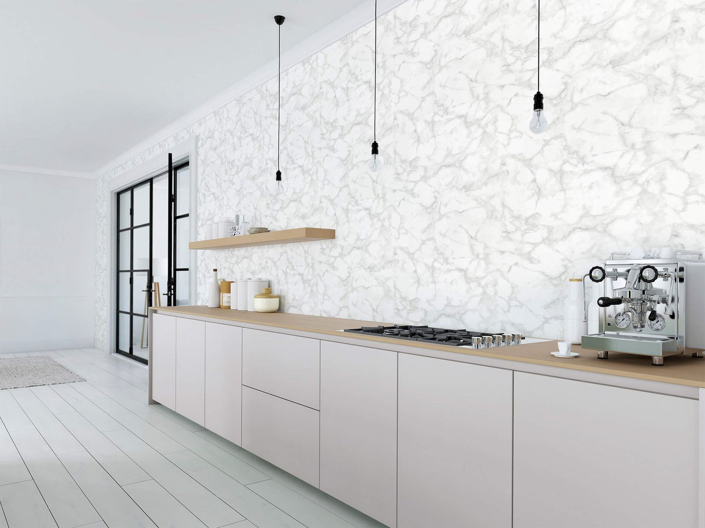 Tapete Vlies Marmor-Design Weiss Grau Marburg 31737
