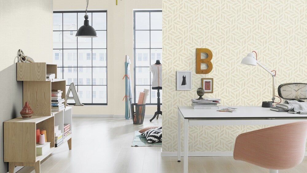 Tapete Vlies Muster Blätter Creme Beige Rasch 704624