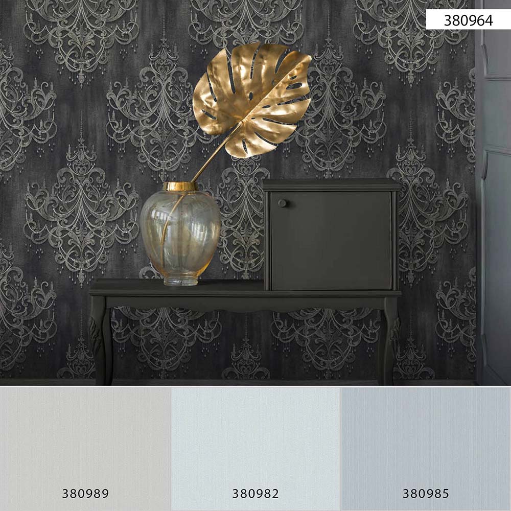 Tapete Vlies Ornamente Barock Anthrazit Gold 38096-4