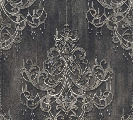 Tapete Vlies Ornamente Barock Anthrazit Gold 38096-4