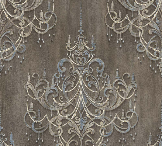 Tapete Vlies Ornamente Barock Braun Blau Weiss 38096-1