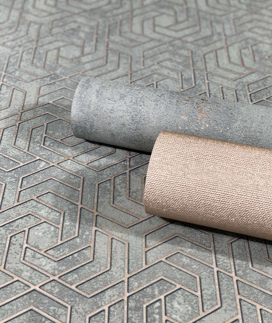 Tapete Vlies Putz-Optik Metallic Grau Gold 32615