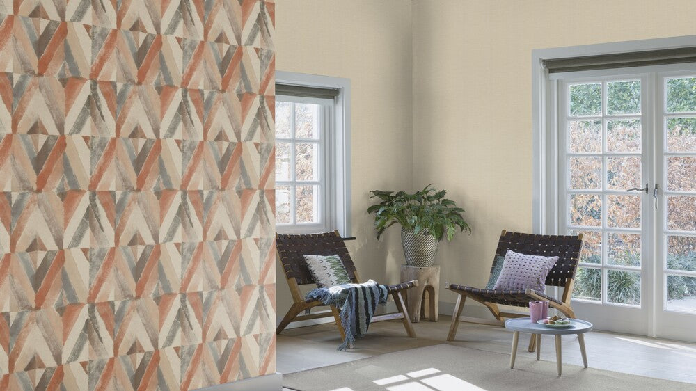 Tapete Vlies Raute Ethno Orange-rot Beige Rasch 704020