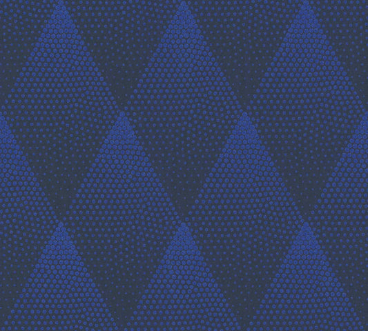 Tapete Vlies Rautenformen Blau Schwarz Glitzer 37419-1