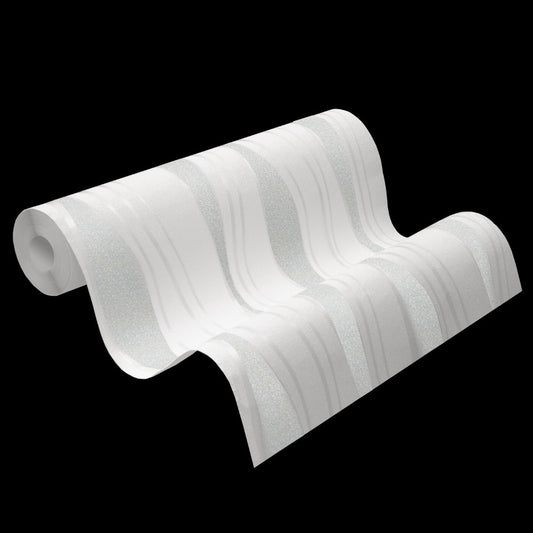Tapete Vlies Retro Welle Design Glitzer Weiss 13191-20