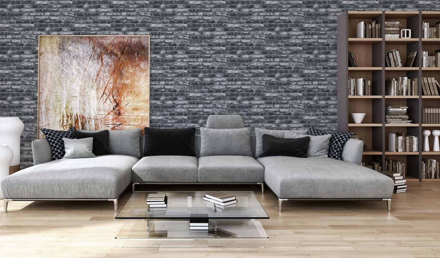 A.S. Creation Vliestapete Mauer Backstein Grau Schwarz Weiß 36281-2