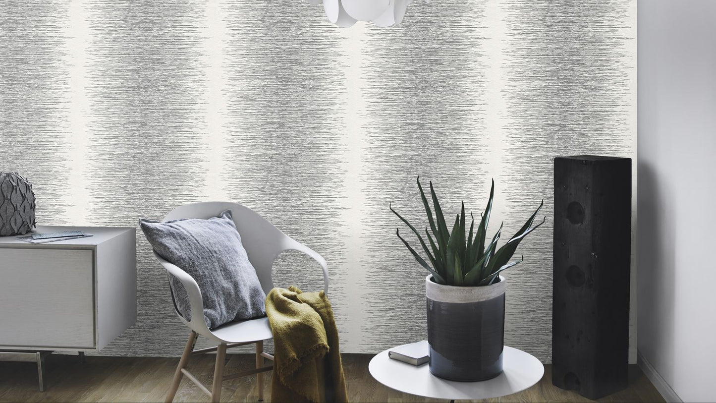 Tapete Vlies Streifen Silber Weiss Rasch Deco Style 413809