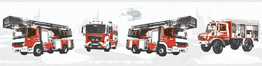 A.S. Creation Tapeten Borte Kinder Feuerwehr Autos Weiß Rot 35814-1