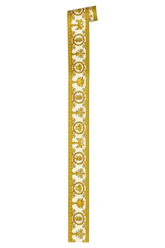 Versace Home Bordüre Medusa Lorbeer Weiss Gold 34305-2
