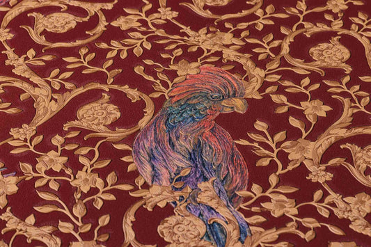 Versace Home Tapete Barock Vögel Rot Gold Metallic 370534