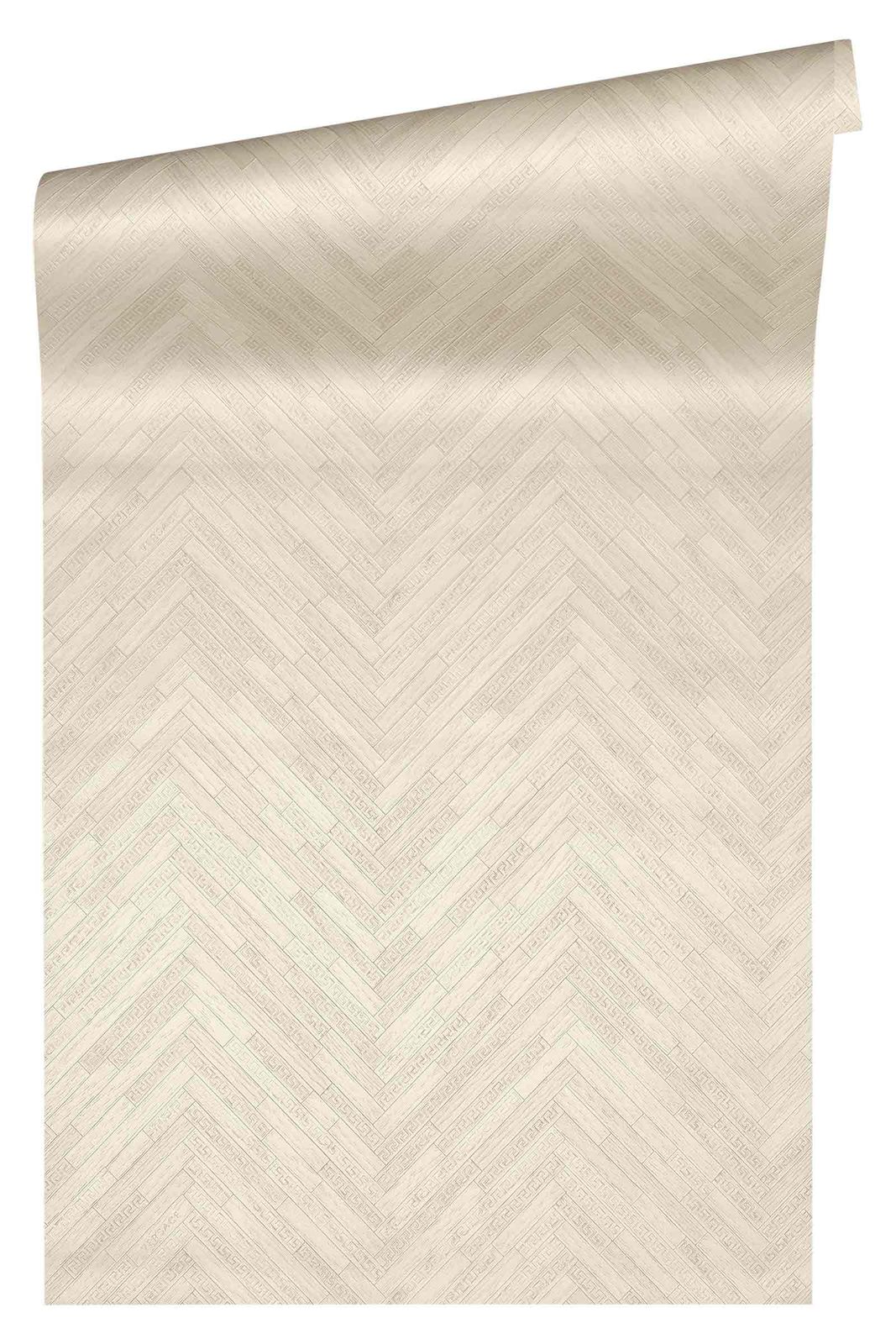 Versace Home Tapete Fischgrät Cremegrau Glanz 370515