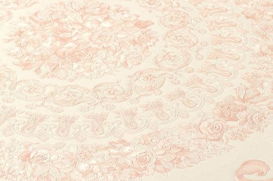 Versace Home Tapete Kacheln Rosa Creme Metallic 370556