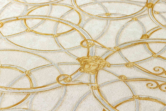 Versace Home Tapete Medusa Creme Gold Metallic 370491