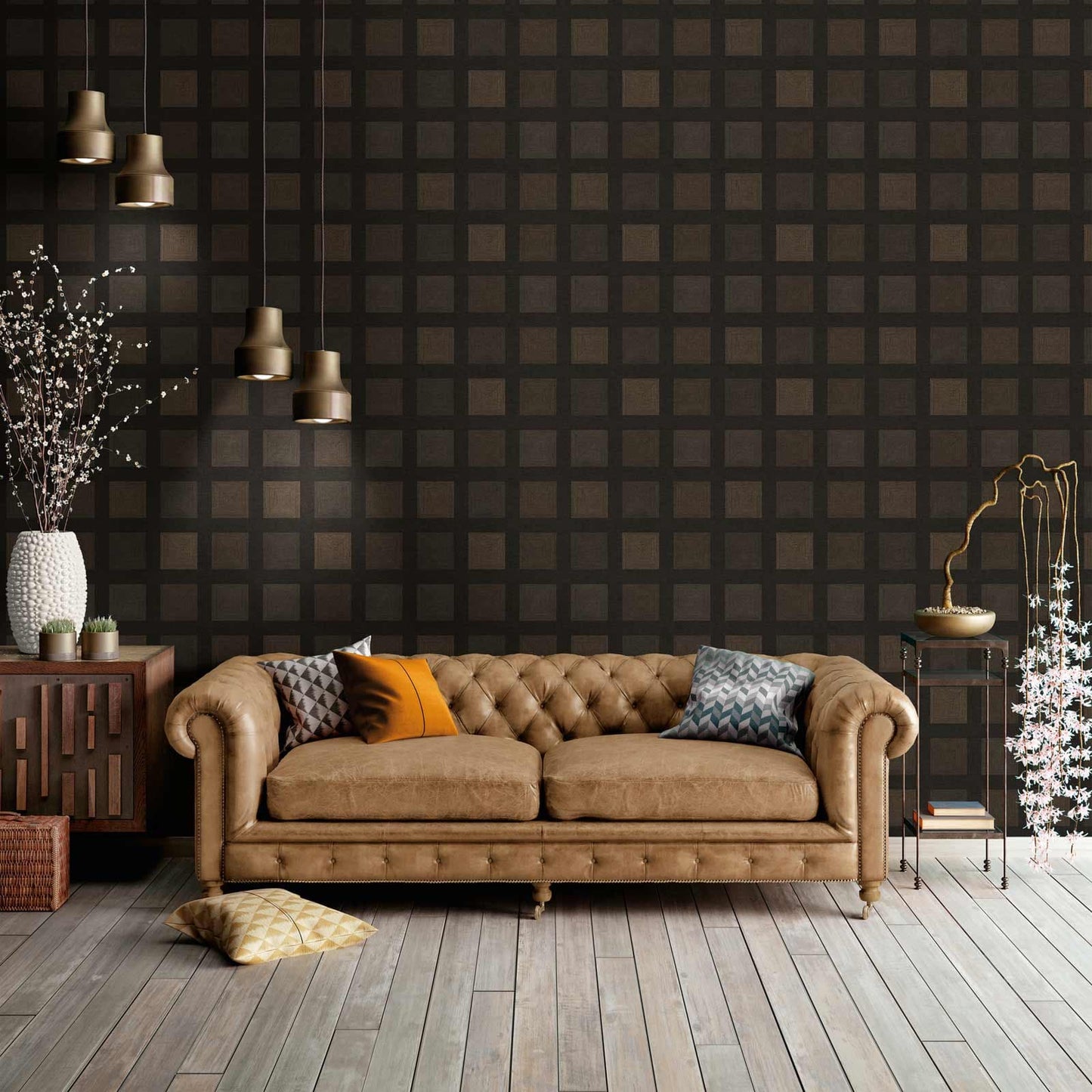 A.S. Creation Vinyltapete Kacheln Grafik Schwarz Bronze 37172-4