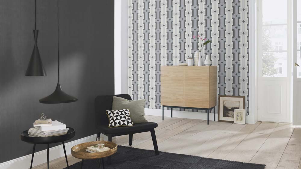 Vlies Tapete Design Retro Grau Hellgrau Rasch 804805
