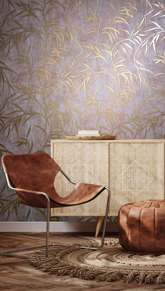 Vliestapete Marburg Braun Gold Blätter Floral 34288
