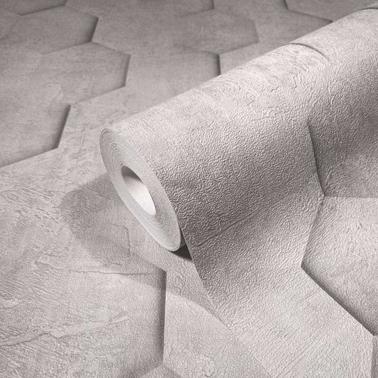 Vliestapete Grau Beige Waben 3D Optik Marburg 34159