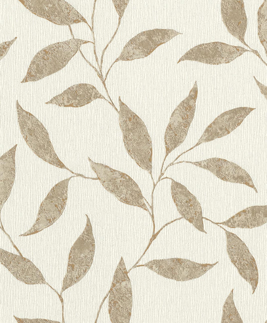Vliestapete Rasch Bronze Beige Blätter 651201