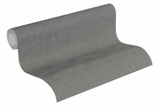 Vliestapete Uni Textil-Optik Anthrazit 36922-3