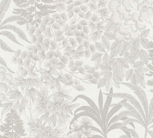 A.S. Creation Vliestapete Weiß Silber Metallic Blumen Floral 39128-2
