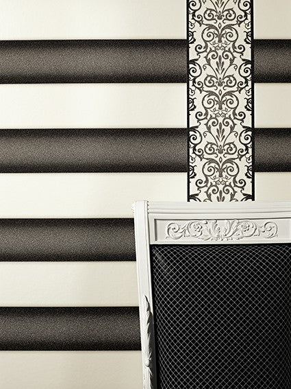  Versace Home Bordüre Barock Weiß Anthrazit 93547-2