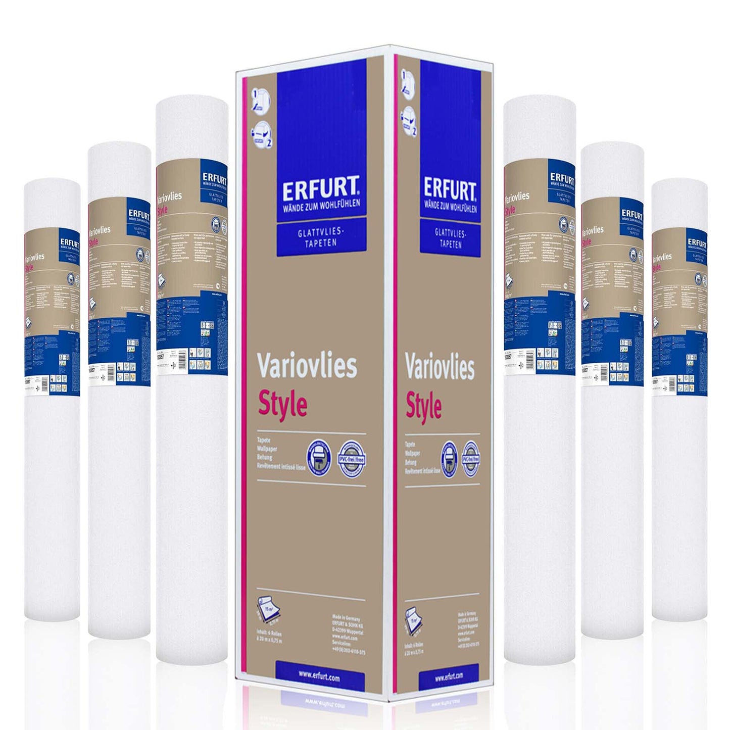  6 Rollen Erfurt Variovlies Style Tapete Glattvlies 90m²
