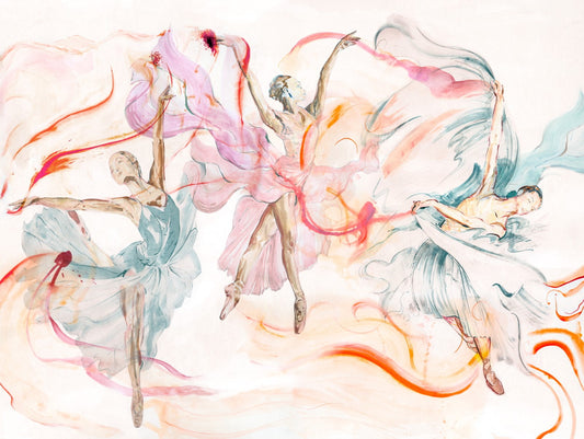  Digitaldruck Ballerina Gemalt Weiß Rosa Blau Rot ML2201