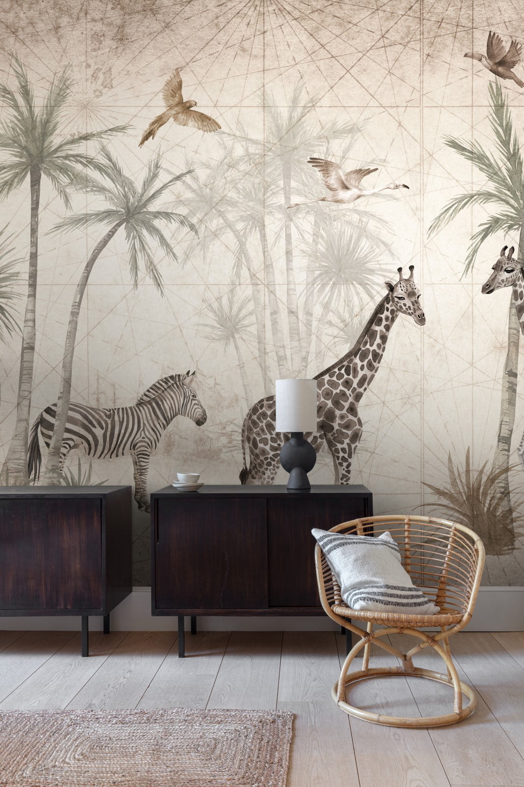  Digitaldruck Exotisch Tiere Beige Grau Creme ML1501