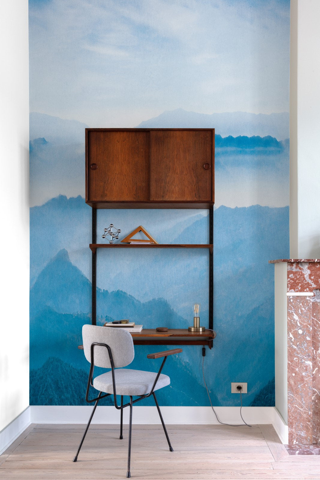 Digitaldruck Landschaft Berge Blau Weiß Petrol ML1101