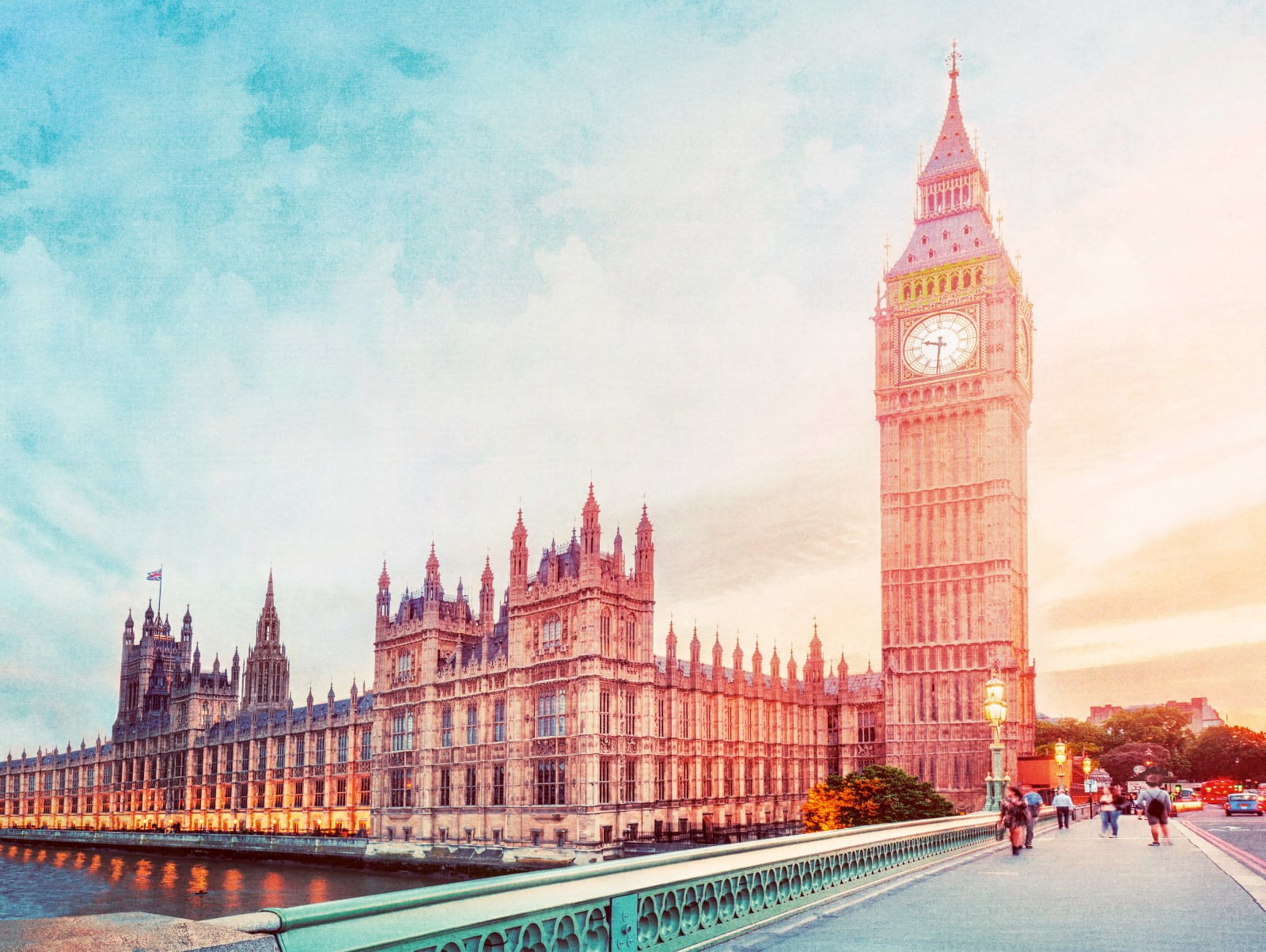  Digitaldruck London Westminster Big Ben Blau Orange ML3501