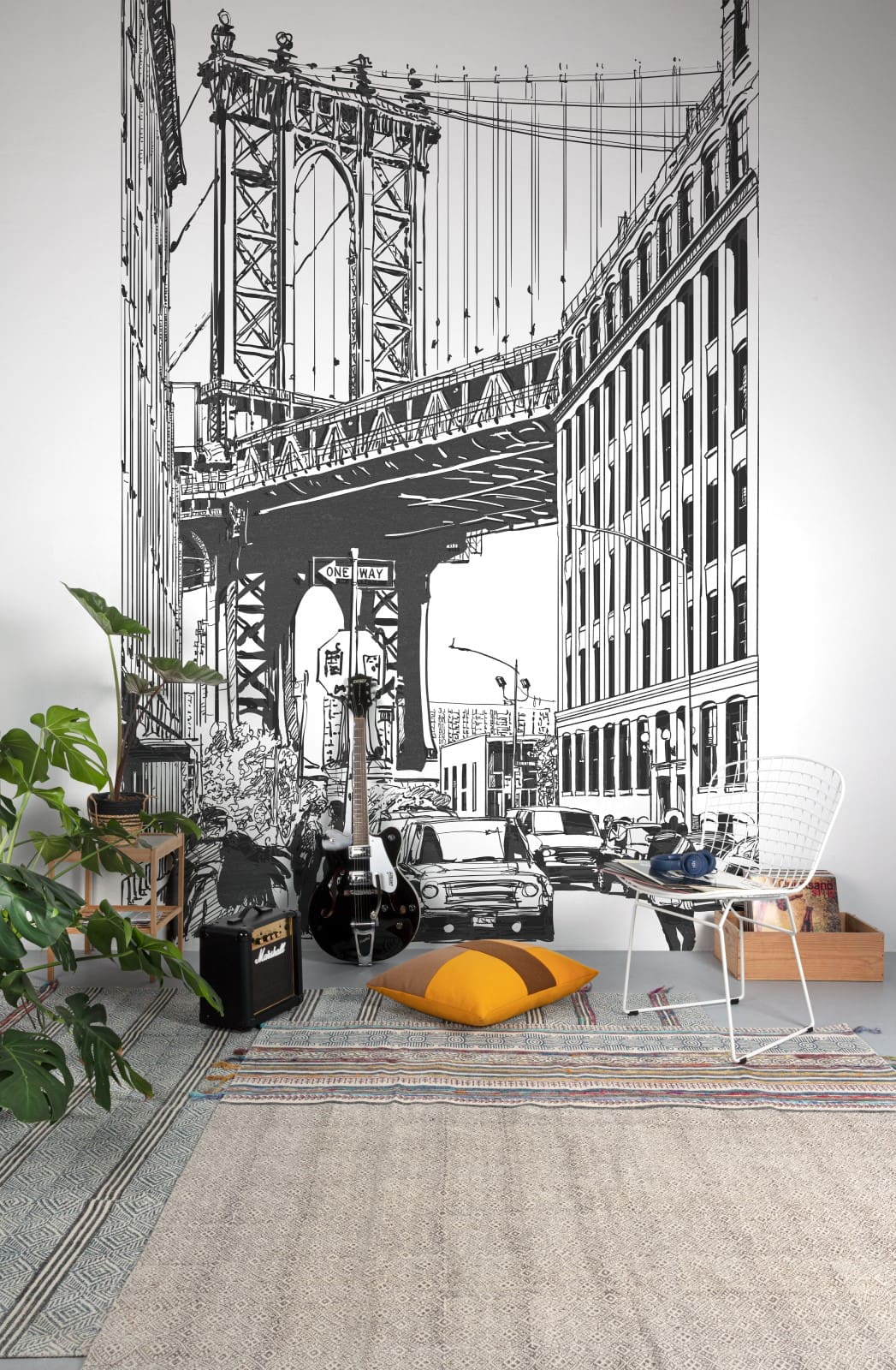  Digitaldruck New York Häuser Weiß Schwarz ML3601