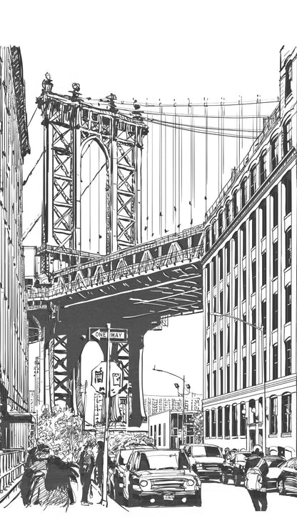  Digitaldruck New York Häuser Weiß Schwarz ML3601